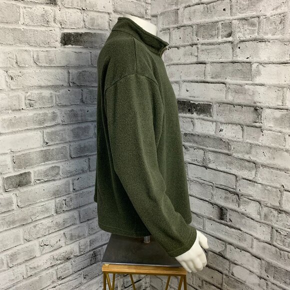 Vintage 1/4 Zip Fleece Henley Sweater Jacket Mens L Embroidered Green Pullover - Picture 4 of 11